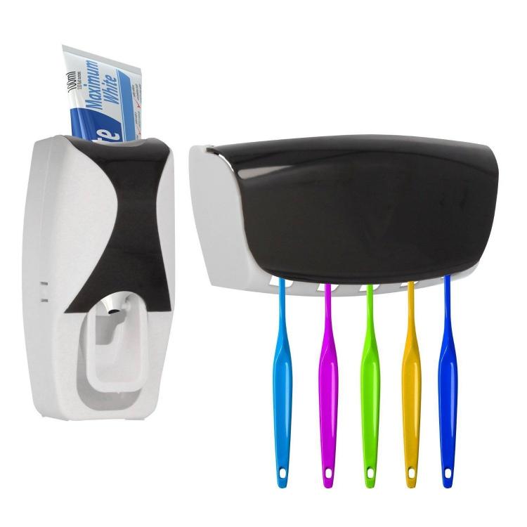TAOHOU Porta spazzolino ABS fissato al Muro con Dispenser dentifricio Automatico Bianco 