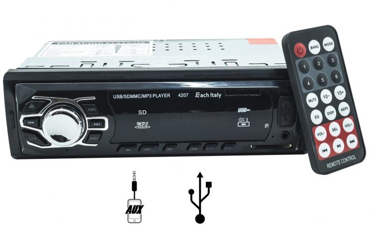 AUTORADIO FM STEREO AUTO 4X50W MP3 USB SD CARD INGRESSO AUX RADIO 6201 SC0 